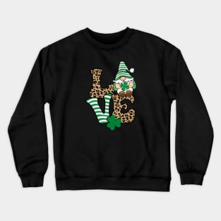 Love St. Patrick's Day Gnome Leopard Print Crewneck Sweatshirt